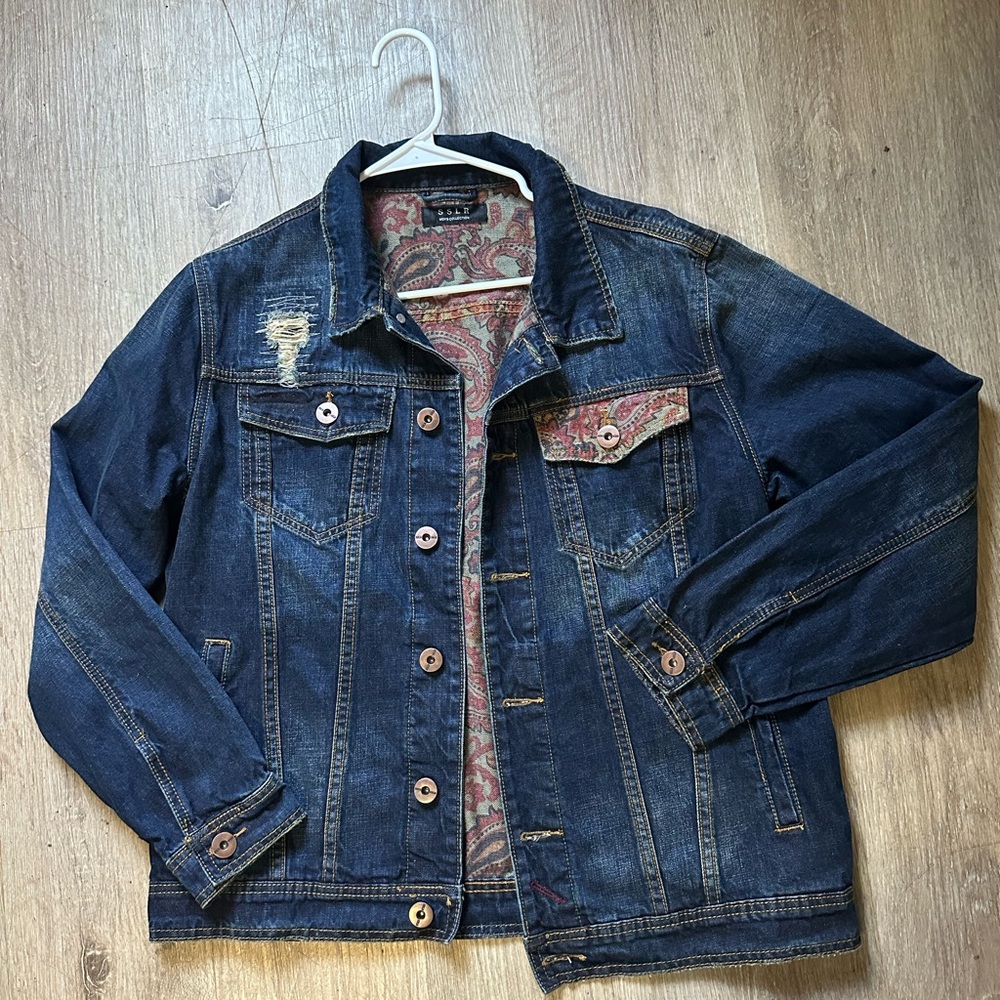 Men's Denim Jacket with Paisley Lining